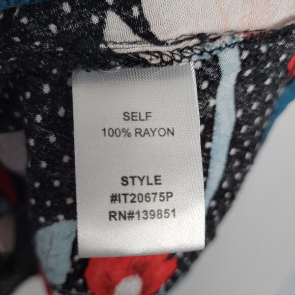 Oddy long sleeve micro dot split neck tunic top size 3XL multicolor floral boho - Picture 8 of 10